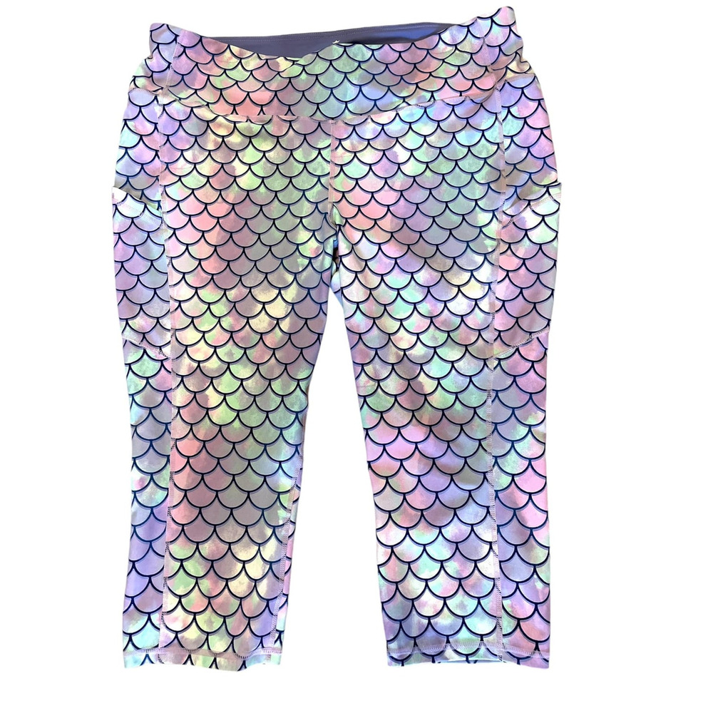 Torrid Plus Size 3 Disney Little Mermaid Purple Capri Leggings Active Has Pocket
